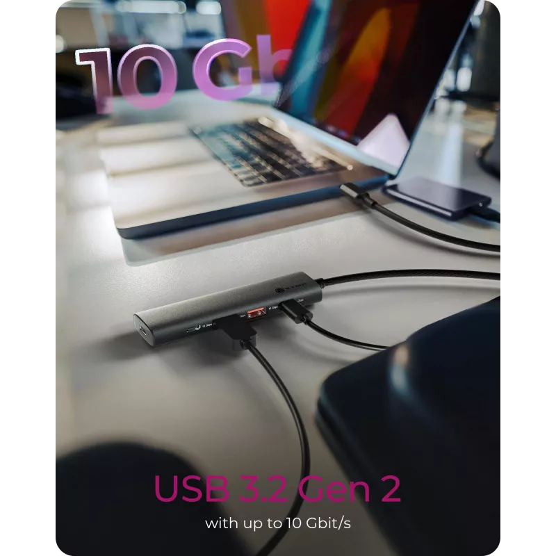 ICY BOX IB-HUB1437-CPD bedraad USB 3.2 Gen 2 (3.1 Gen 2) Type-C zwart