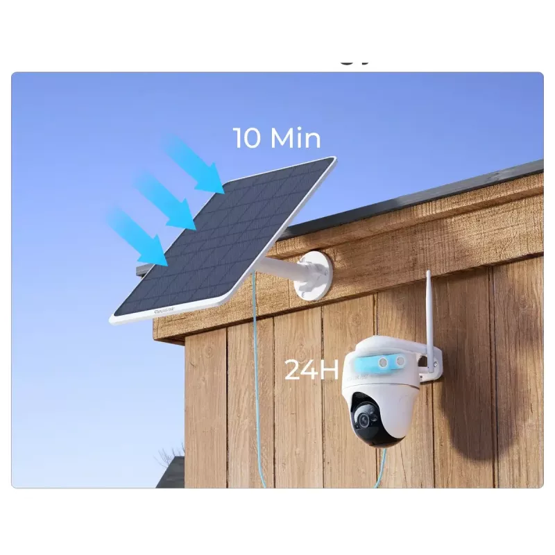 Zonnepaneel Reolink SP3-W 12W 6V USB-C IP65 buiten, 360° horizontaal, 90° verticaal, 4 m kabel, technopolymeer, wit