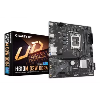 GIGABYTE H610M D3W DDR4 moederbord - ondersteunt Intel Core CPU's van de 14e generatie, 5+1+1 fasen VRM, tot 3200 MHz DDR4, 1x PCIe 3.0 M.2, 1 GbE LAN, USB 3.2 Gen 1