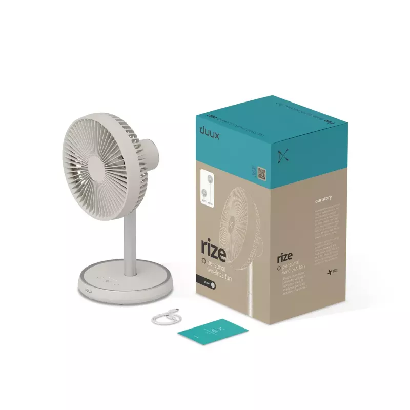 Statiefventilator Duux Rize Flex 21 cm, 4 snelheden, oscillatie, 10 W, greige