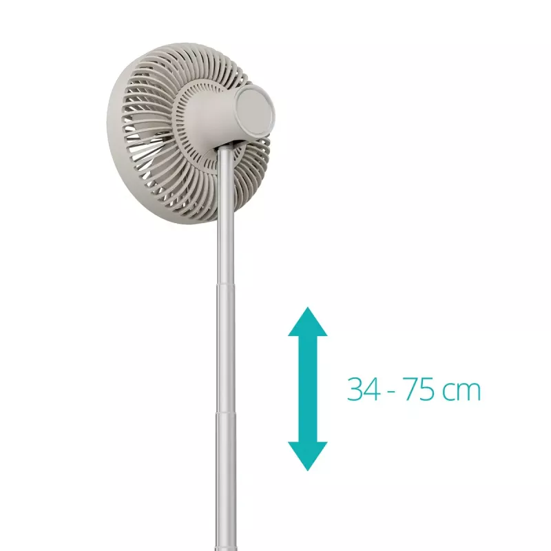 Statiefventilator Duux Rize Flex 21 cm, 4 snelheden, oscillatie, 10 W, greige