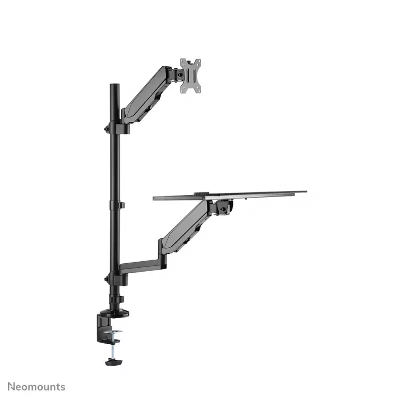 Op bureau gemonteerde zit-sta-werkstation Neomounts DS90-325BL1 9 kg hoogteverstelling