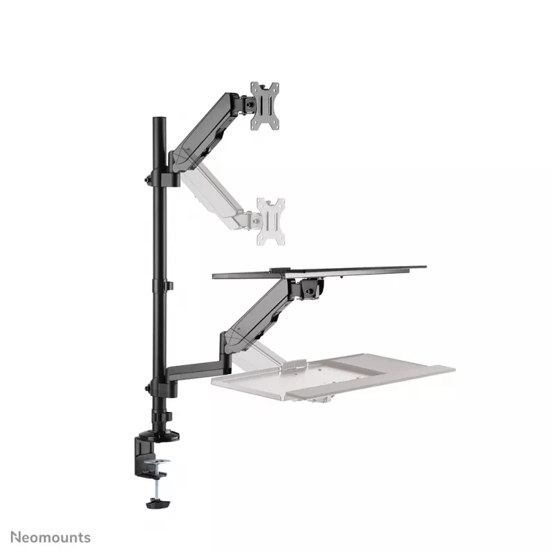 Op bureau gemonteerde zit-sta-werkstation Neomounts DS90-325BL1 9 kg hoogteverstelling