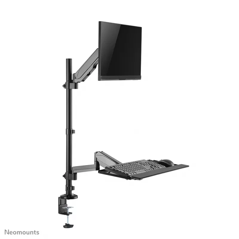Op bureau gemonteerde zit-sta-werkstation Neomounts DS90-325BL1 9 kg hoogteverstelling