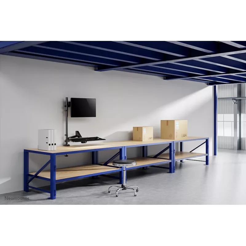 Op bureau gemonteerde zit-sta-werkstation Neomounts DS90-325BL1 9 kg hoogteverstelling