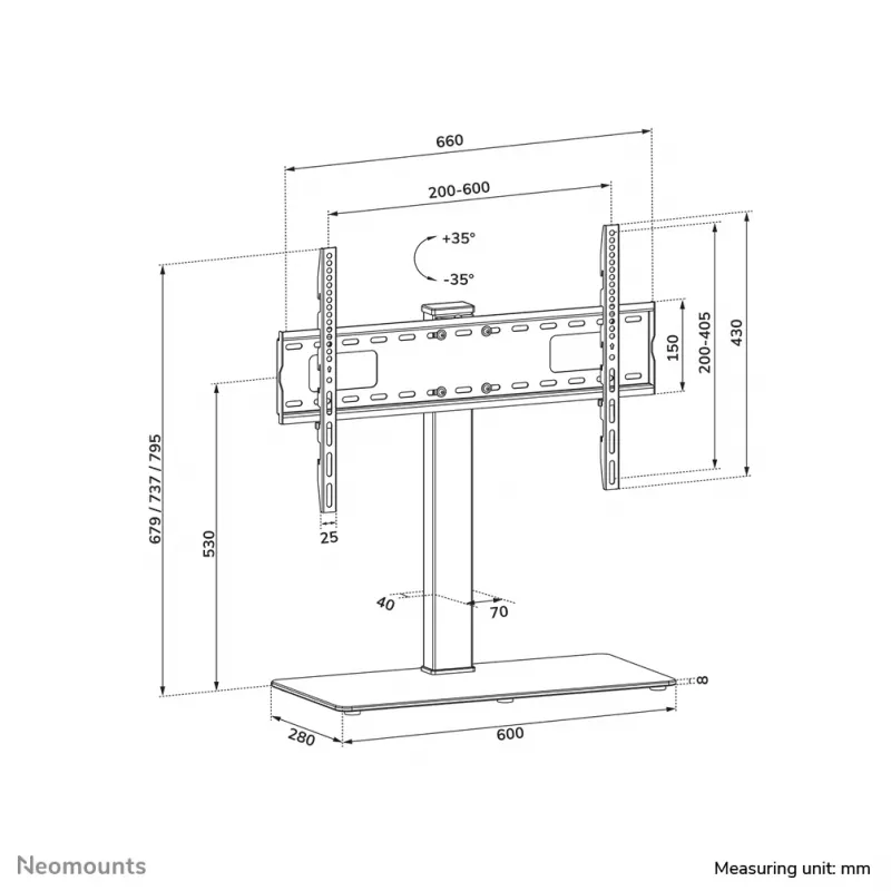 Neomounts DS45-430BL16 tv-standaard 37-70 inch – draaibaar (geopende verpakking)