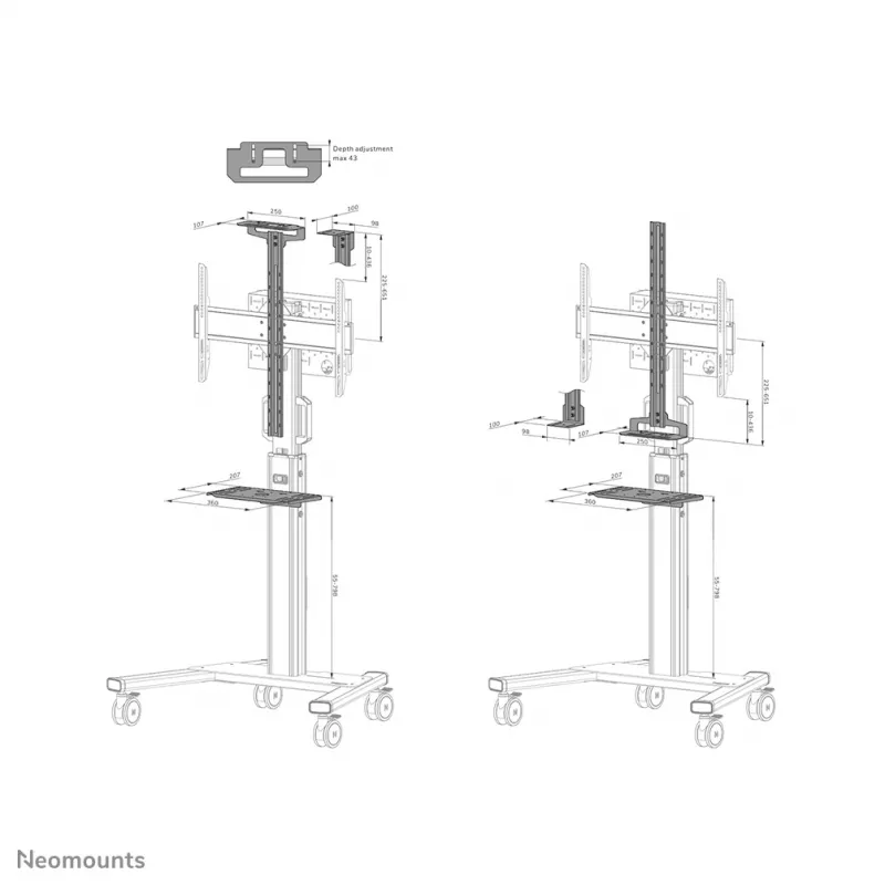 Montageset Neomounts AV1-825BL zwart staal 3 kg