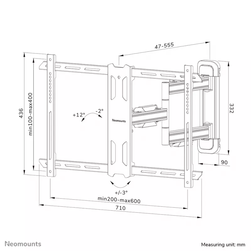 Neomounts WL40S-850BL16 tv-muurbeugel 40-70 inch - volledig beweegbaar - snelle montage