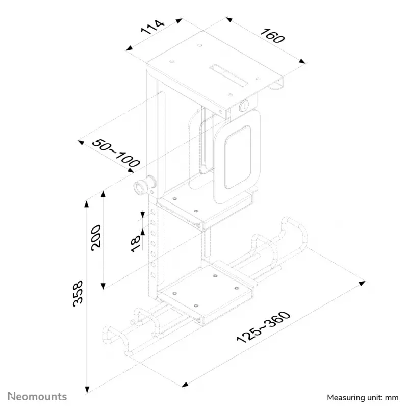 Neomounts CPU-D075BLACK/LK CPU-houder - afsluitbaar - max 10 kg - universeel