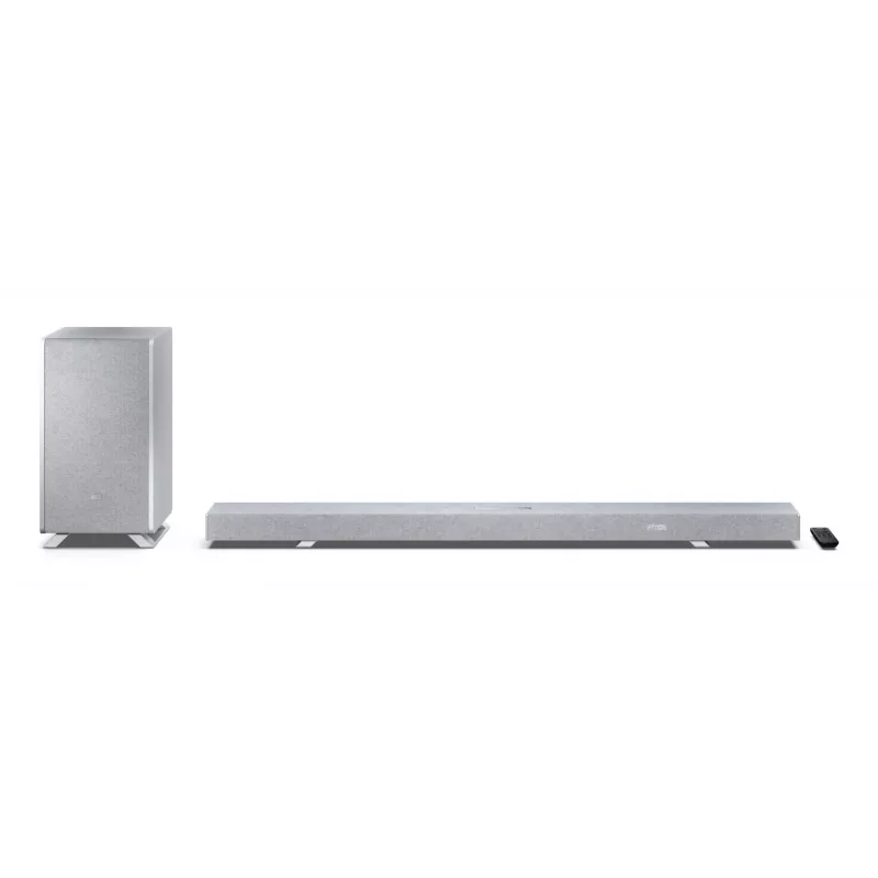 Sharp HT-SBW55121(SL) 5.1.2 Dolby Atmos/DTS:X soundbar met draadloze subwoofer, 650 W, Bluetooth, zilver