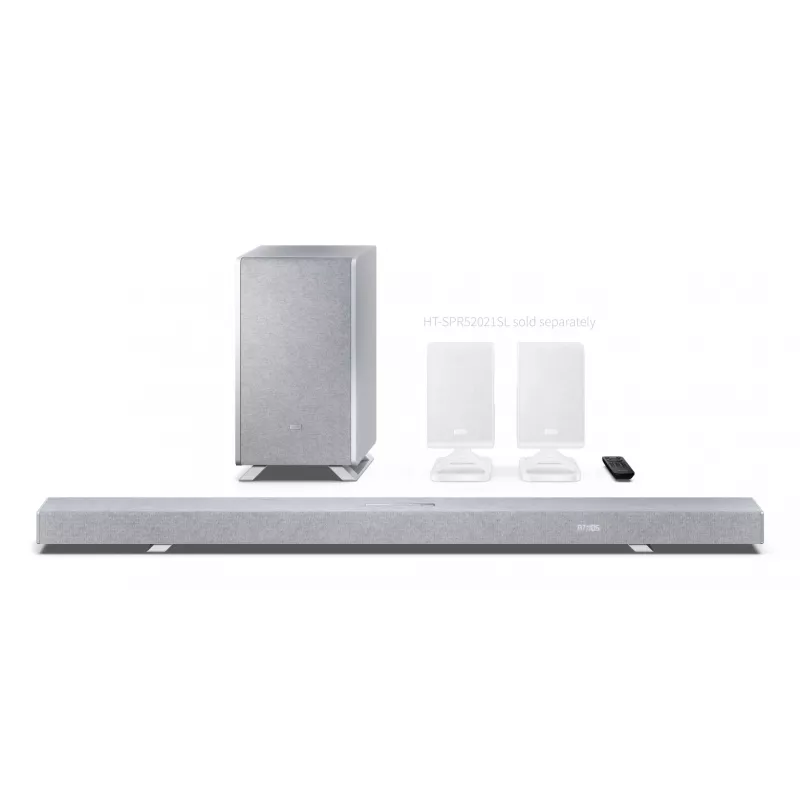 Sharp HT-SBW55121(SL) 5.1.2 Dolby Atmos/DTS:X soundbar met draadloze subwoofer, 650 W, Bluetooth, zilver