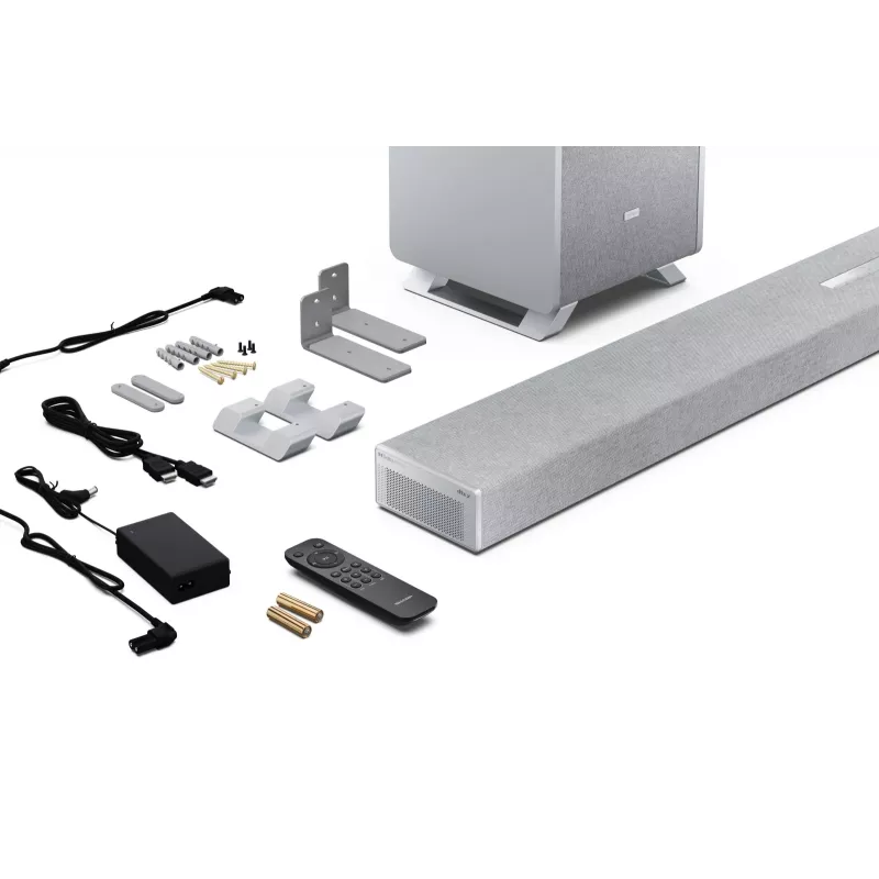 Sharp HT-SBW55121(SL) 5.1.2 Dolby Atmos/DTS:X soundbar met draadloze subwoofer, 650 W, Bluetooth, zilver