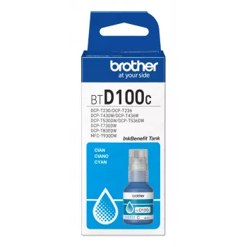 Inktfles Brother BTD100C cyaan origineel 48.8 ml voor Brother printers, 91 g