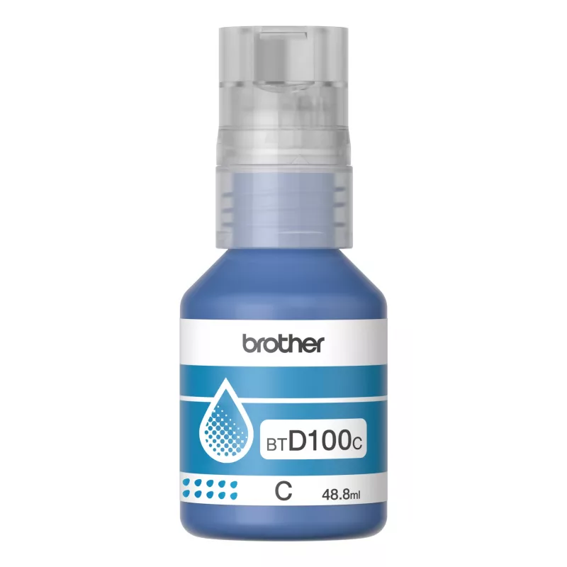 Inktfles Brother BTD100C cyaan origineel 48.8 ml voor Brother printers, 91 g