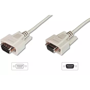 DIGITUS datatransmissie-verlengkabel, D-Sub9 M/F, 2m serieel, gegoten beige