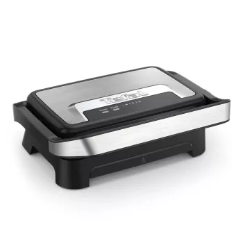 Contactgrill Tefal Inicio Compact GC270D10 — rechthoekig 1000 W, grillrooster bovenkant, zwart/roestvrij staal