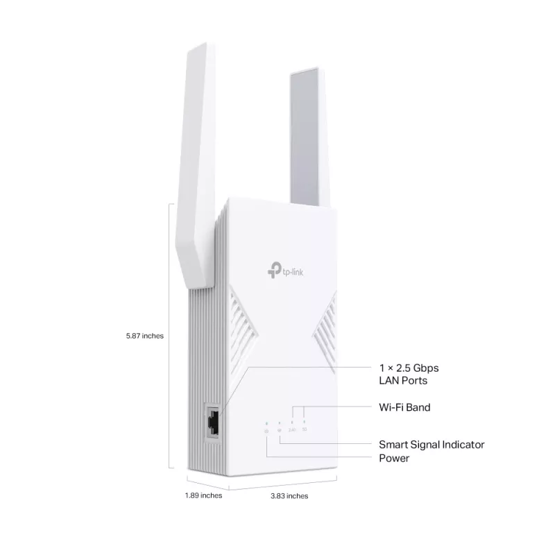 Netwerk zender & ontvanger TP‑LINK BE3600 2882 Mbit/s, dualband 2,4/5 GHz, 1× RJ‑45, wit