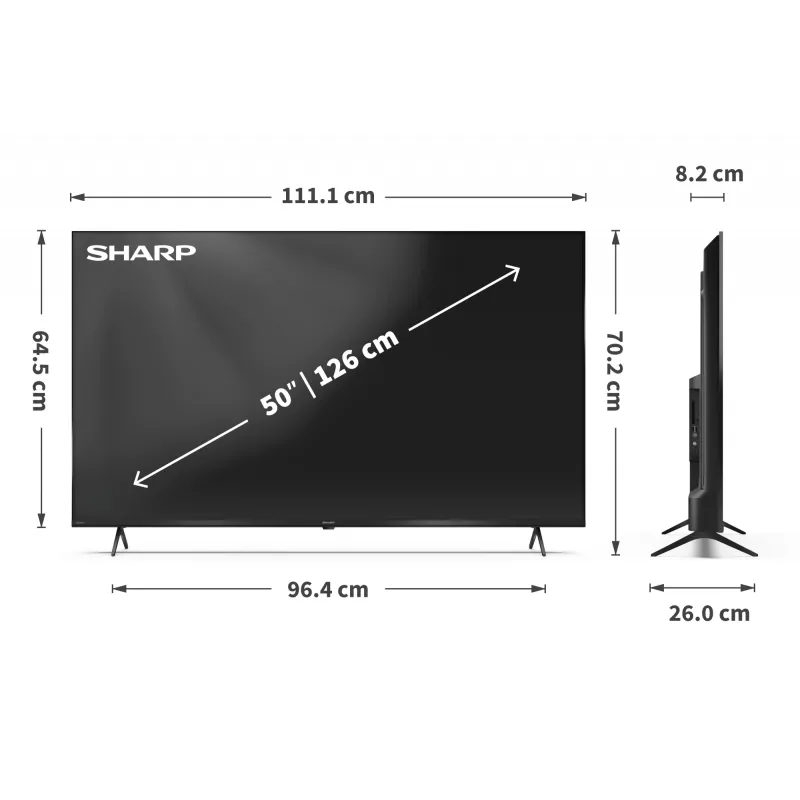 Sharp 50HP5265E 50" (127 cm) 4K Ultra HD Smart-tv, Google TV, Wi-Fi, zwart