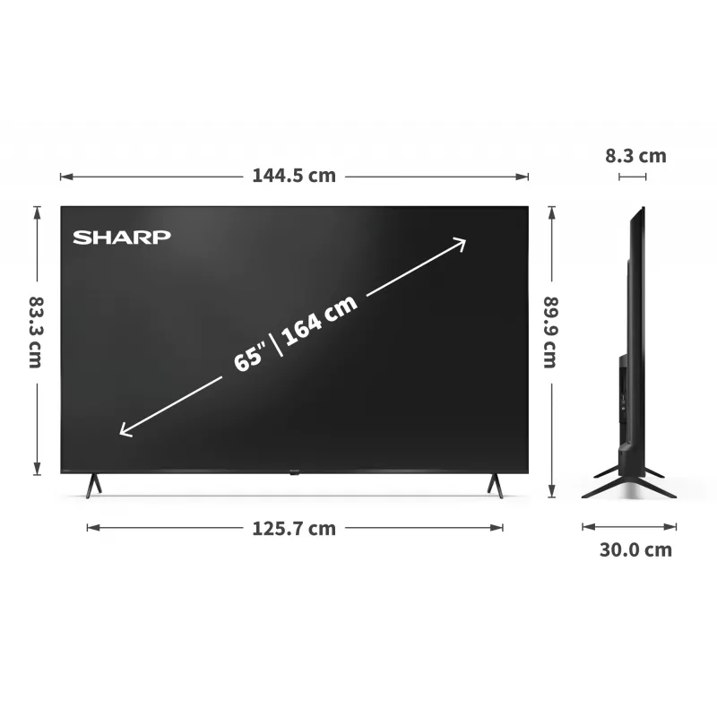 Sharp 65HP5265E 65" (165,1 cm) 4K Ultra HD Smart-tv, Google TV, Wi-Fi, zwart