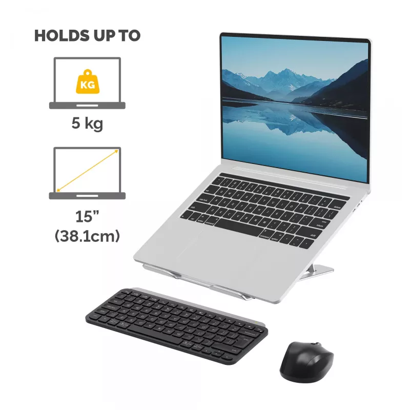 Fellowes Alumia laptop-riser draagbare laptopstandaard max. grootte 15 inch max. gewicht 5 kg zilver