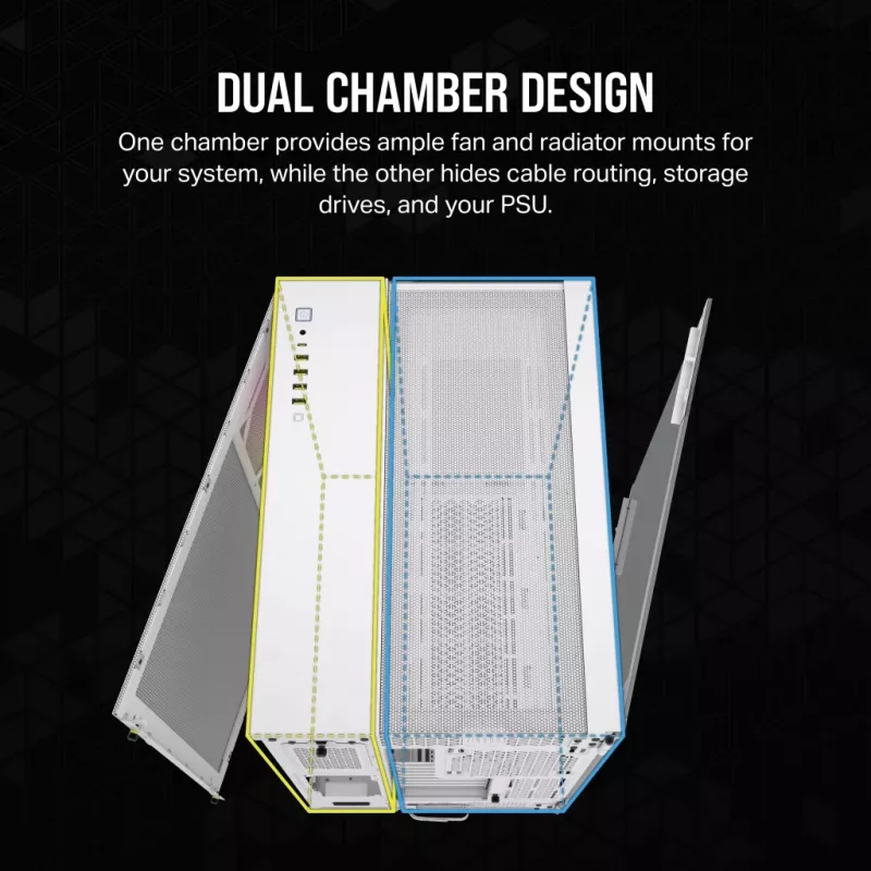 CORSAIR pc-behuizing – iCUE LINK 6500X RGB mid-tower dual chamber wit