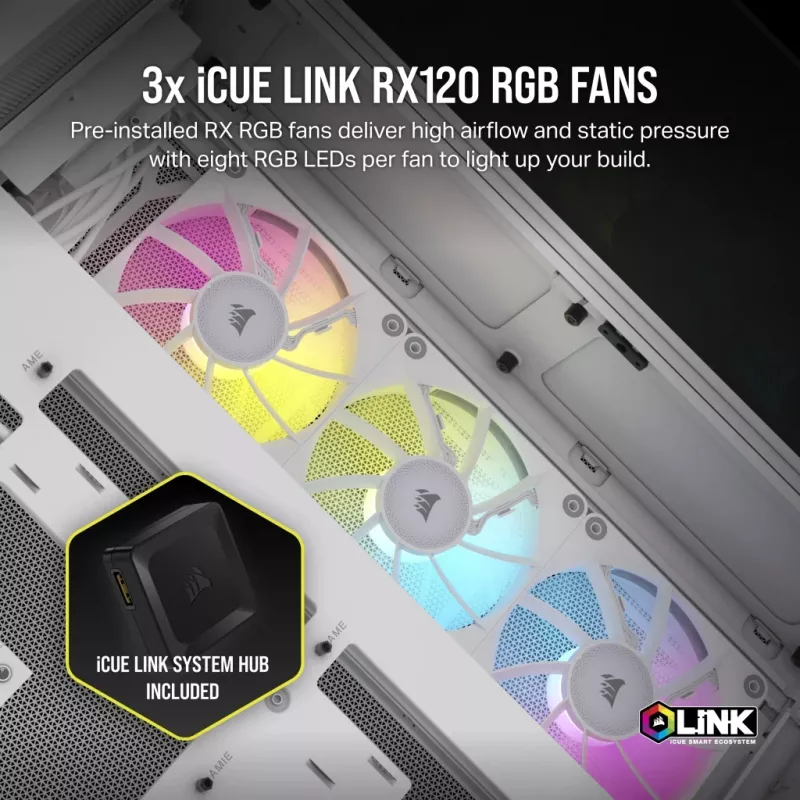 CORSAIR pc-behuizing – iCUE LINK 6500X RGB mid-tower dual chamber wit