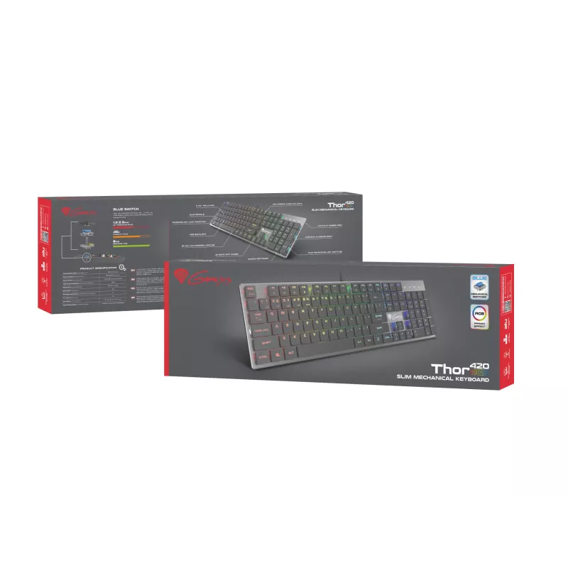 GENESIS Thor 420 RGB Gaming Toetsenbord USB QWERTY US International Zilver