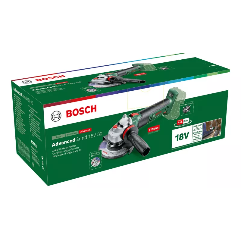 Bosch AdvancedGrind 18V-80 Accu Haakse Slijper, 125 mm