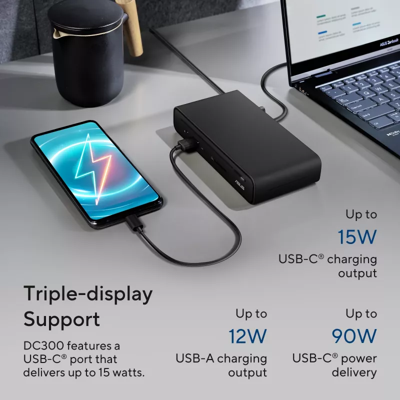 ASUS Triple Display USB-C Dock DC300 Docking USB 3.2 Gen 2 (3.1 Gen 2) Type-C Zwart