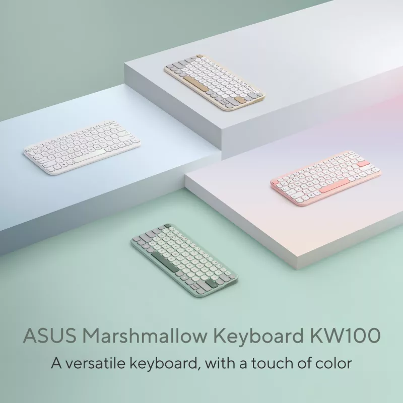 Draadloos Bluetooth-toetsenbord ASUS Marshmallow KW100 — US International layout, Oat Milk