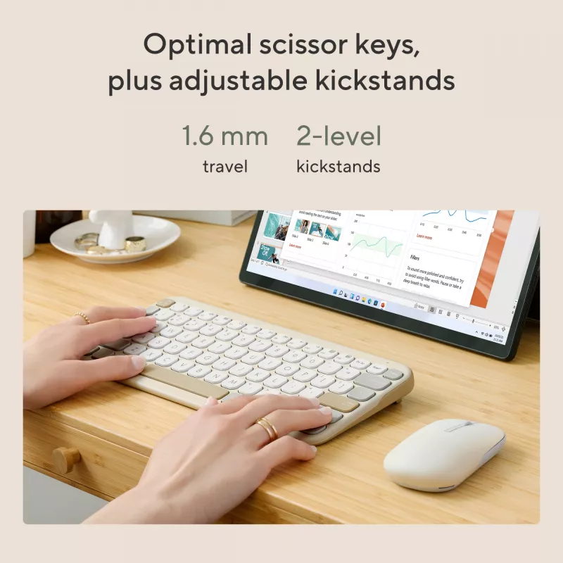 Draadloos Bluetooth-toetsenbord ASUS Marshmallow KW100 — US International layout, Oat Milk