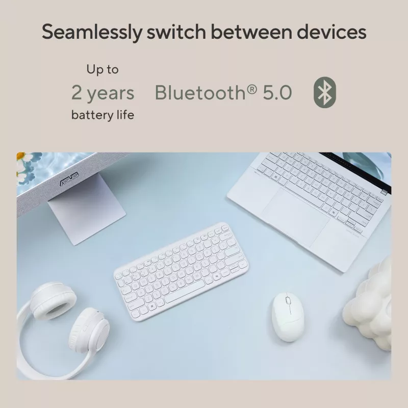 Draadloos Bluetooth-toetsenbord ASUS Marshmallow KW100 — US International layout, Oat Milk