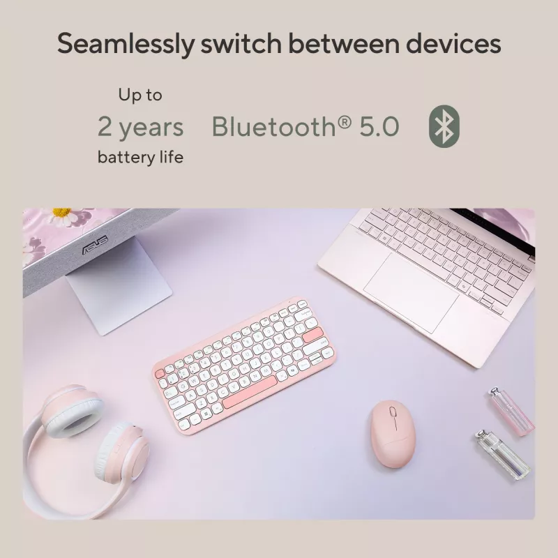 Draadloos Bluetooth-toetsenbord ASUS Marshmallow KW100 — US International layout, Oat Milk