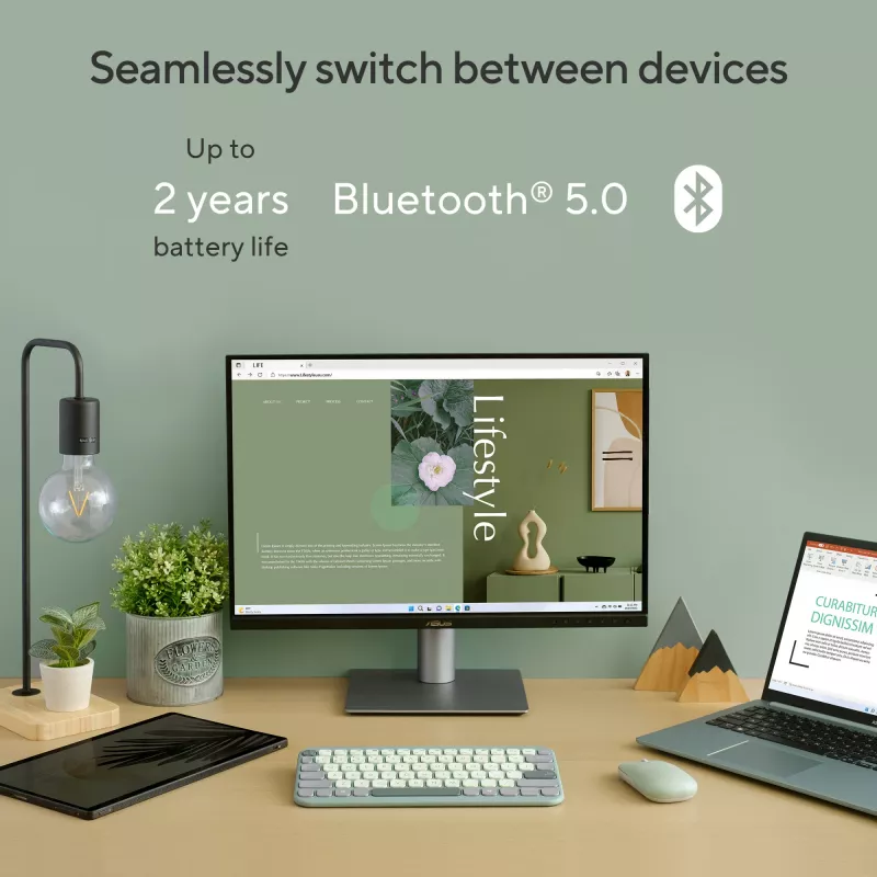 Draadloos Bluetooth-toetsenbord ASUS Marshmallow KW100 — US International layout, compact ontwerp