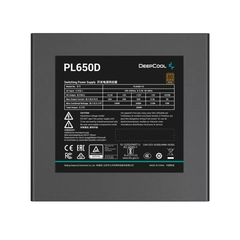 DEEPCOOL Pl650d voeding 650 W 20+4 pin ATX - wit