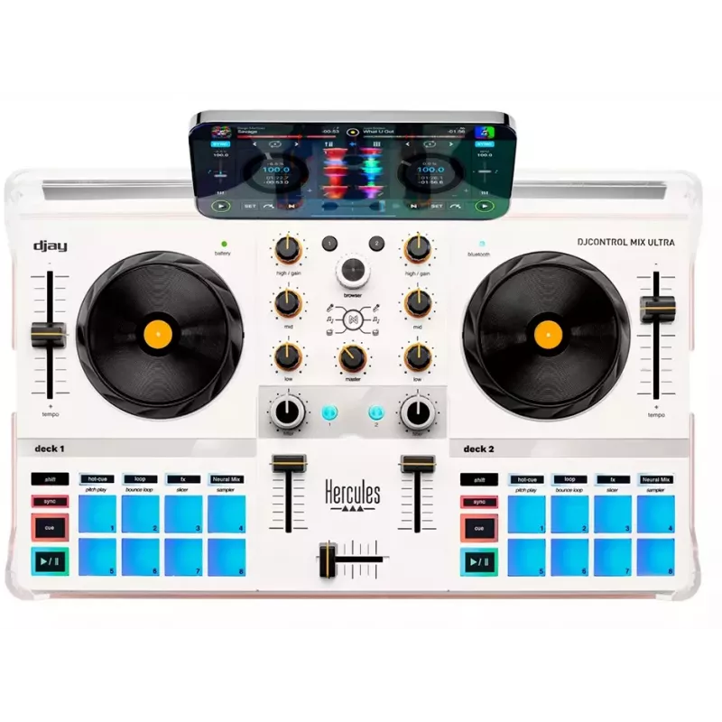 DJ-controller Hercules DJControl Mix Ultra – wit, mobiele Bluetooth-controller