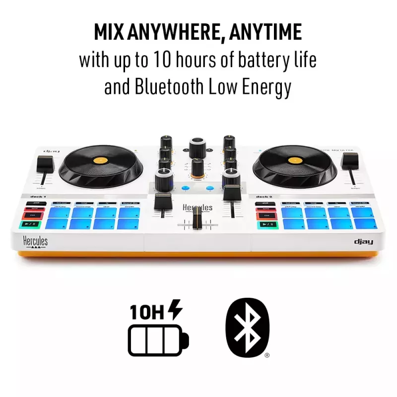 DJ-controller Hercules DJControl Mix Ultra – wit, mobiele Bluetooth-controller