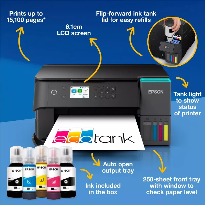 Multifunctionele inkjetprinter Epson EcoTank L6360 — kleur, A4, 4800x1200 dpi, 35 ppm, Wi-Fi, dubbelzijdig