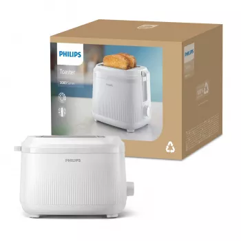 Philips 3000 serie toaster, 2 sneetjes, wit, metaal, knoppen, draaiknop, 900 W, 220-240 V