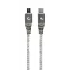 GEMBIRD Premium katoenen gevlochten USB Type-C naar micro-USB oplaad- en datakabel, 1,5 m - grijs