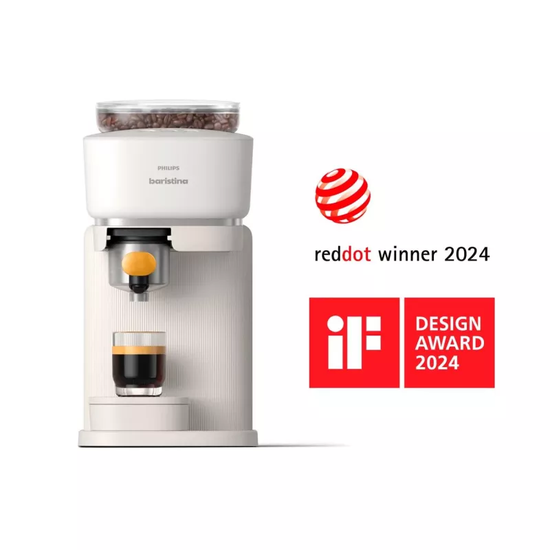 Philips Baristina espressomachine – echte espresso, eenvoudig gemaakt. melkwit met mangogeel filterdrager (BAR300/03)