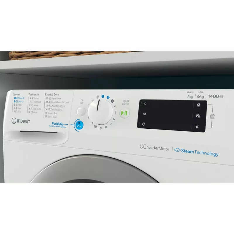 Indesit BDE 76435 WSV EE was-droogcombinatie frontlader vrijstaand wit