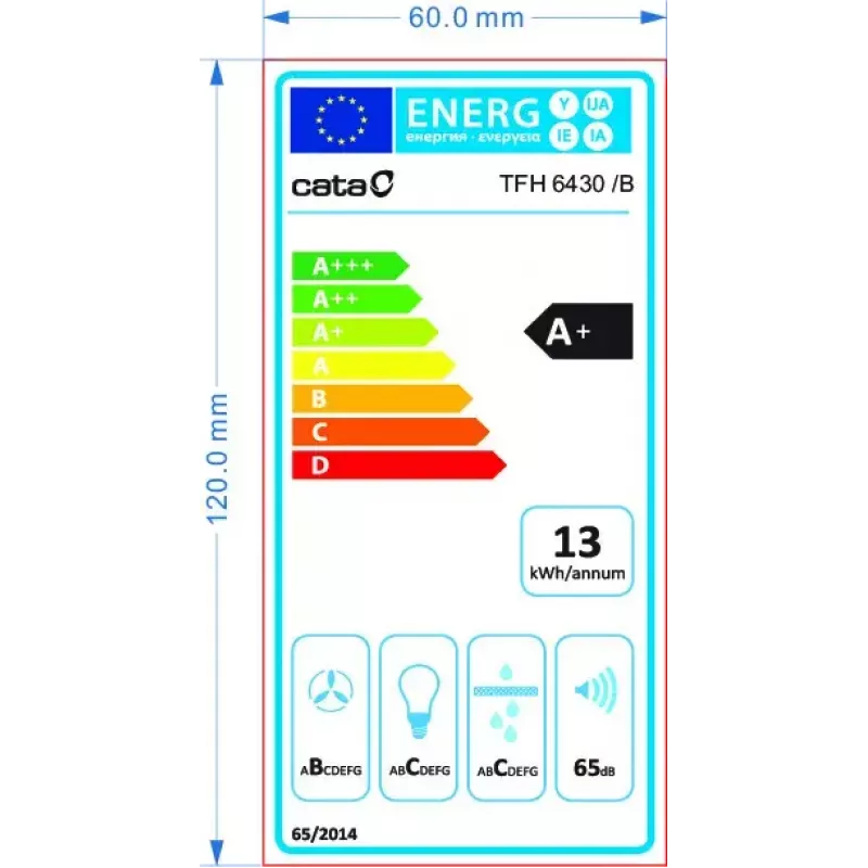 CATA TFH 6430 GBK half-ingebouwde uittrekbare dampkap 391,5 m³/h zwart