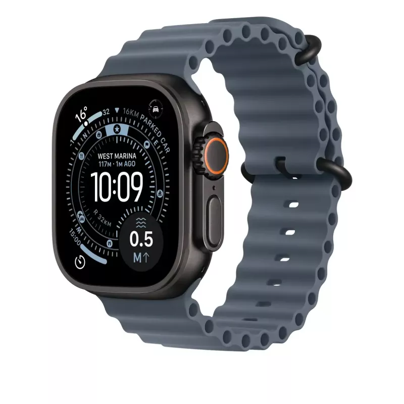 APPLE 49mm Anchor blue Ocean Band – zwart titanium afwerking