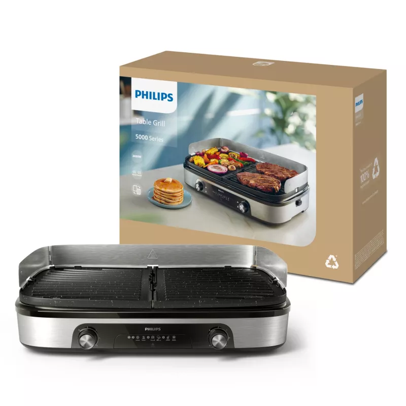 Elektrische grillplaat Philips HD6222/90 2400 W zwart roestvrij staal