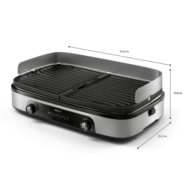 Elektrische grillplaat Philips HD6222/90 2400 W zwart roestvrij staal