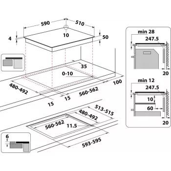 Indesit IB 65B60 NE zwart inbouw 59 cm inductiekookplaat 4 zone(s)