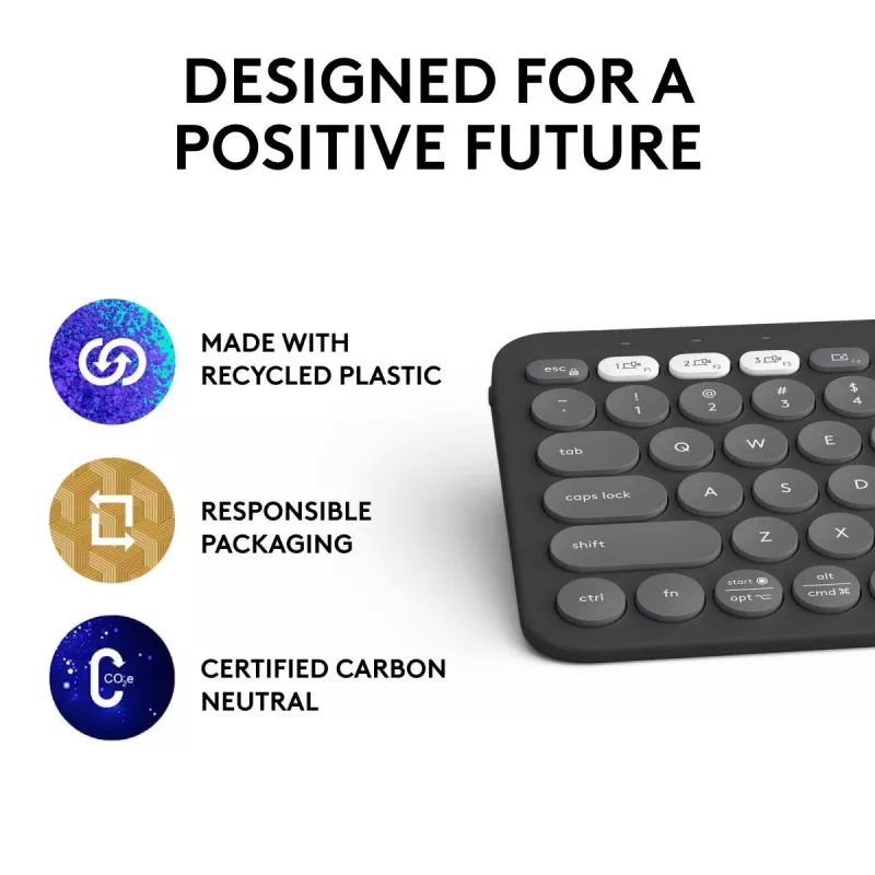 Logitech Pebble Keys 2 K380s toetsenbord universeel RF draadloos + Bluetooth QWERTY US International grafiet