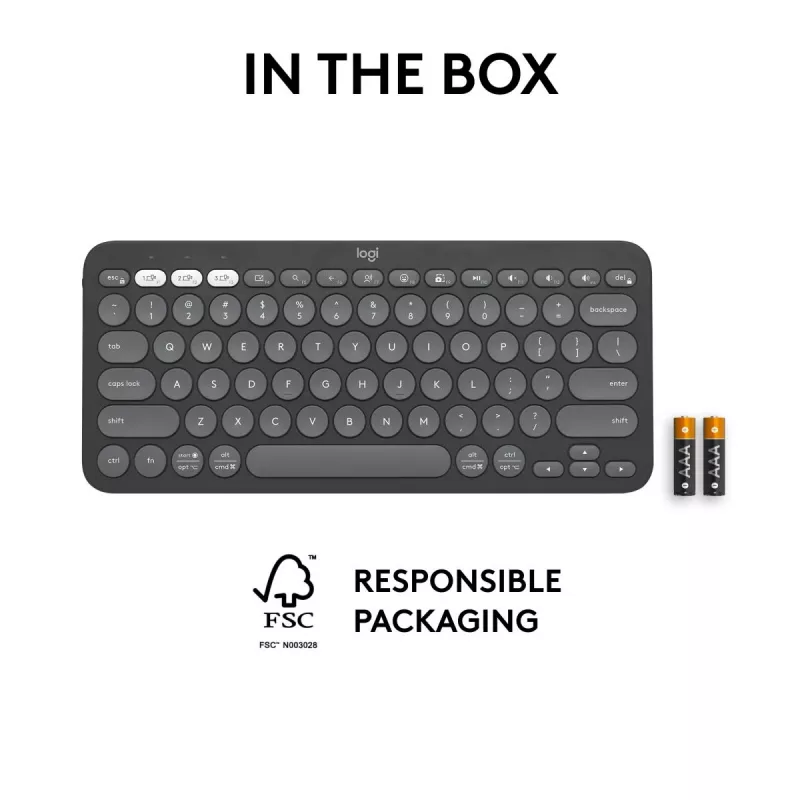 Logitech Pebble Keys 2 K380s toetsenbord universeel RF draadloos + Bluetooth QWERTY US International grafiet
