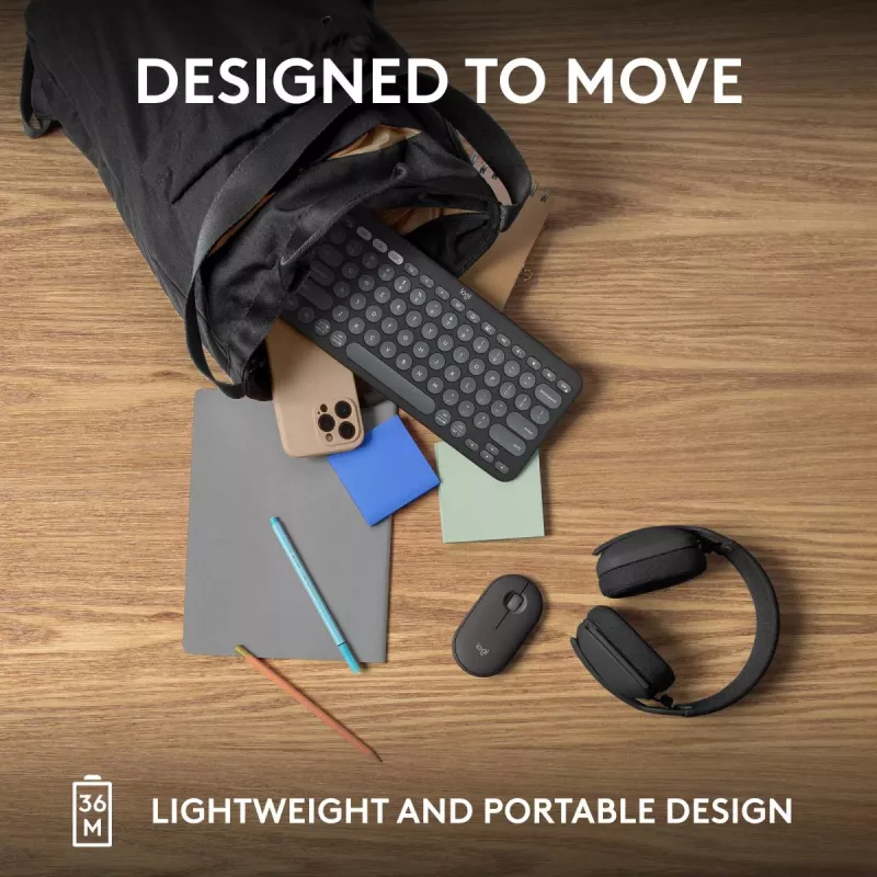 Logitech Pebble Keys 2 K380s toetsenbord universeel RF draadloos + Bluetooth QWERTY US International grafiet